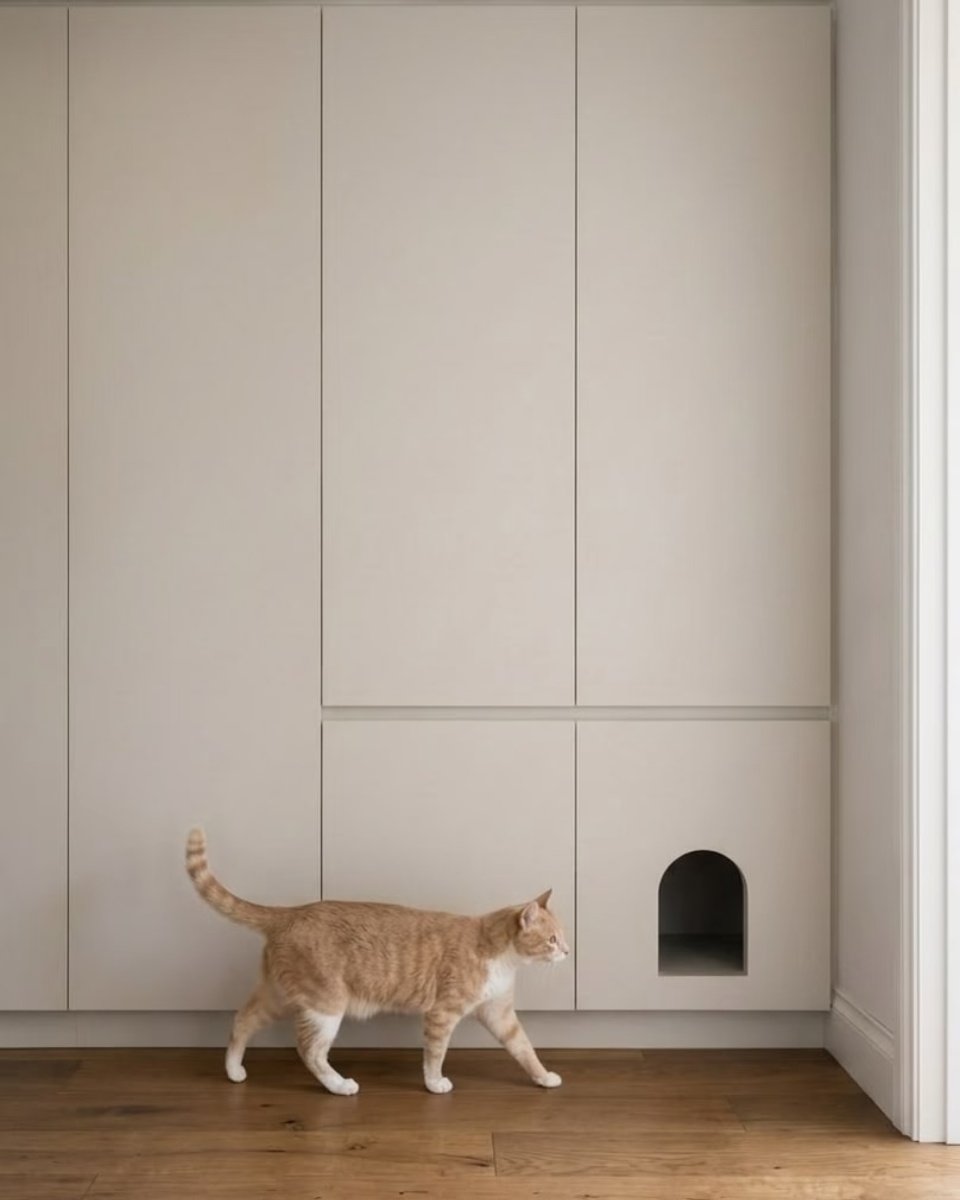 Pet-friendly built-in cabinetry with cat access